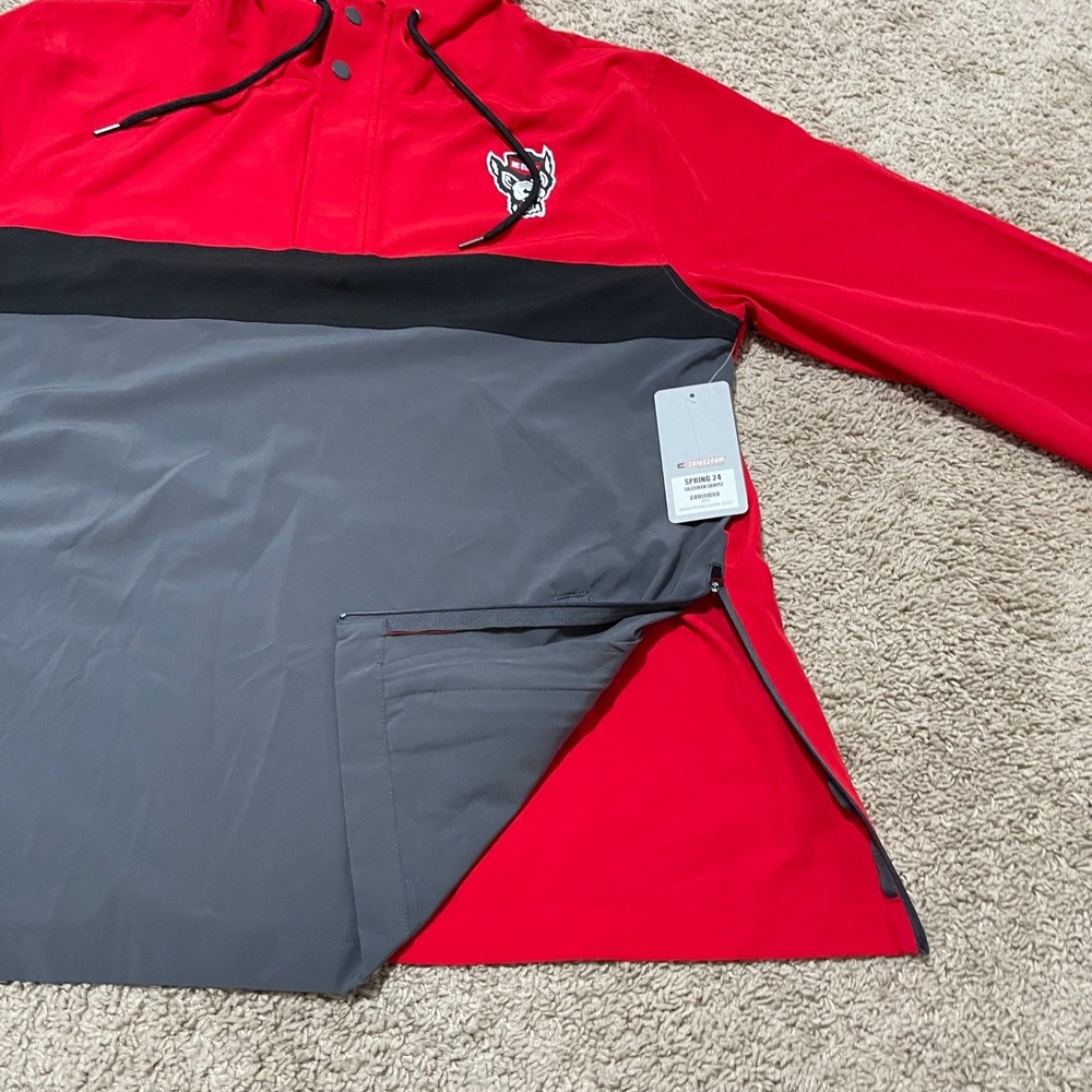 North Carolina State University Wolfpack Jacket Mens Large Red Grey Anorak NCAA - Picture 8 of 13